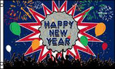 Wholesale HAPPY NEW YEARS PARTY BALL  3 X 5 FLAG ( sold by the piece )